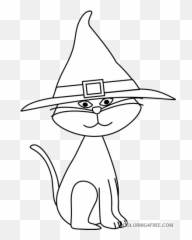 Cat Outline Coloring Pages Halloween Cat Printable - Costume Hat Emoji,Halloween Cat Emoji