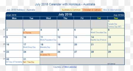 Print Friendly July 2018 Australia Calendar For Printing - Calendar Israel August 2020 Emoji,Calendar Emoji