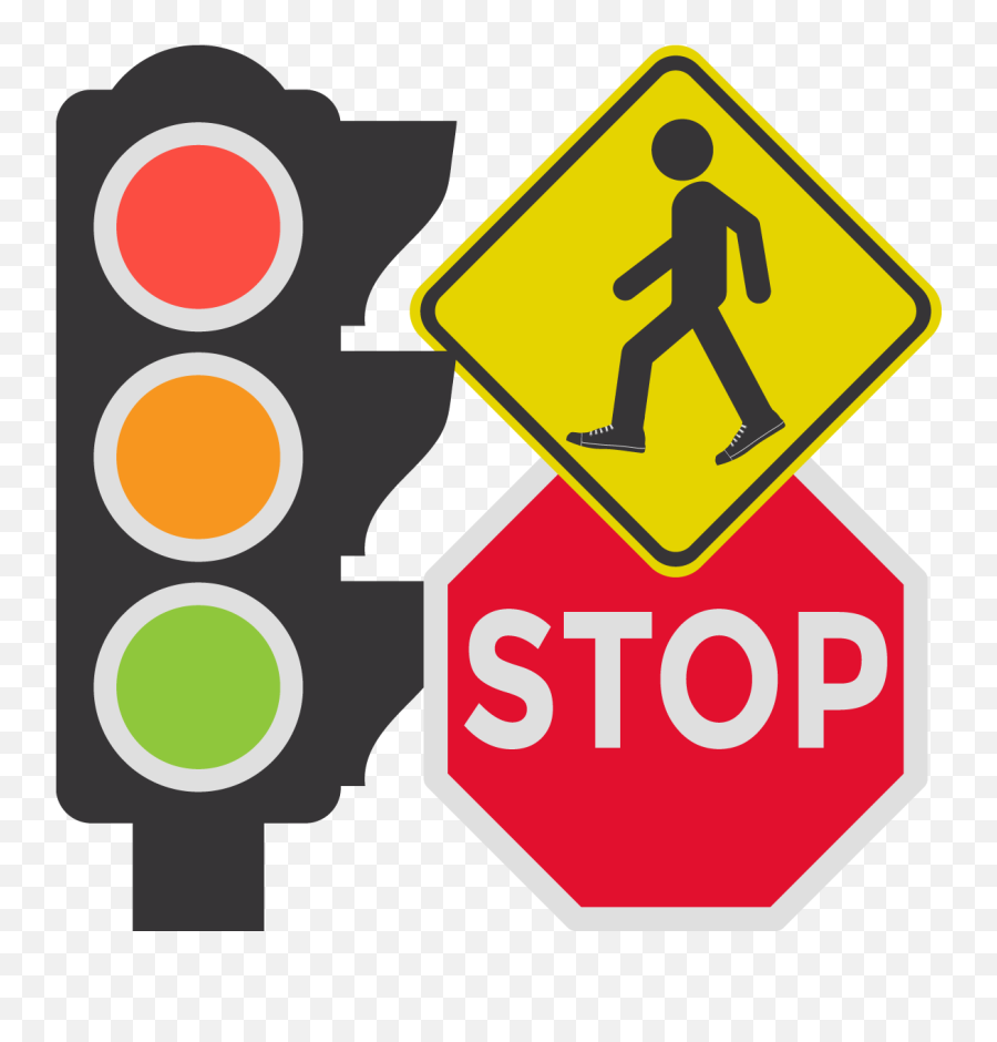 A Traffic Light A Stop Sign And A Yield To Pedestrians - Red Light Signs In India Emoji,Traffic Light Emoji