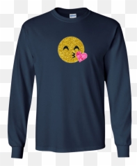 Cute Gold Emojis Kiss Face Pink Heart Gold Glitter T Shirt,Blue And Pink Emojis