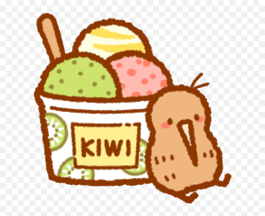 Kiwi Bird Icecream Dessert Sticker - Junk Food Emoji,Kiwi Bird Emoji