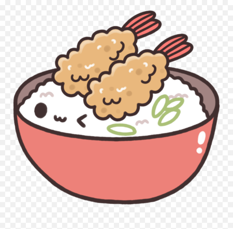 Kawaii Bowl Rice Food Sticker - Cute Japanese Food Png Emoji,Rice Bowl Emoji