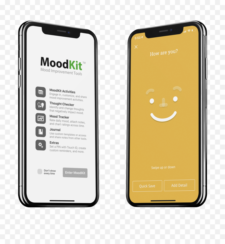 Cbt Apps Psychology Tools For Iphone Moodkit U0026 Moodnotes - Iphone X Side Tilted Emoji,Emotions Diary