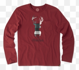 Long Sleeve Pocket Sleep Tee - Long Sleeve Emoji,Buck Deer Emoji