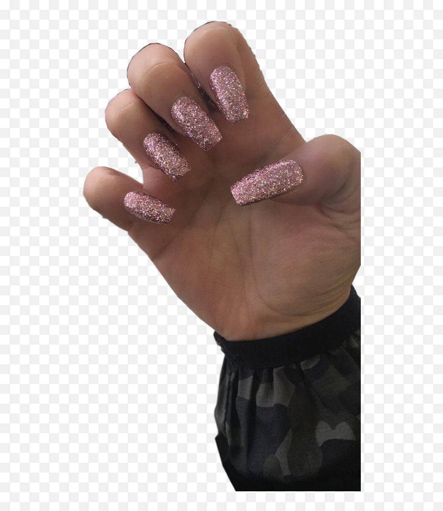 Nails Hand Acrylics Acrylic Gold - Rose Gold Sparkly Acrylic Nails Emoji,Nails With Emojis And Glitter