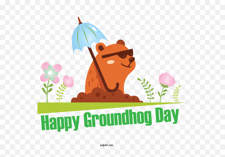 Holidays Text Cartoon Logo For Groundhog Day - Groundhog Day Black Sky Global Emoji,Thanksgiving Emoji For Texting