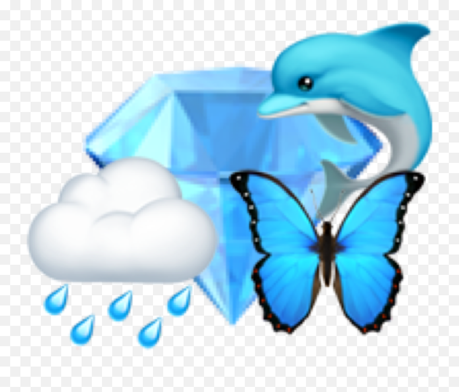 Gem Diamond Cute Cool Butterfly Sticker - Common Bottlenose Dolphin Emoji,2 Diamond Emoji