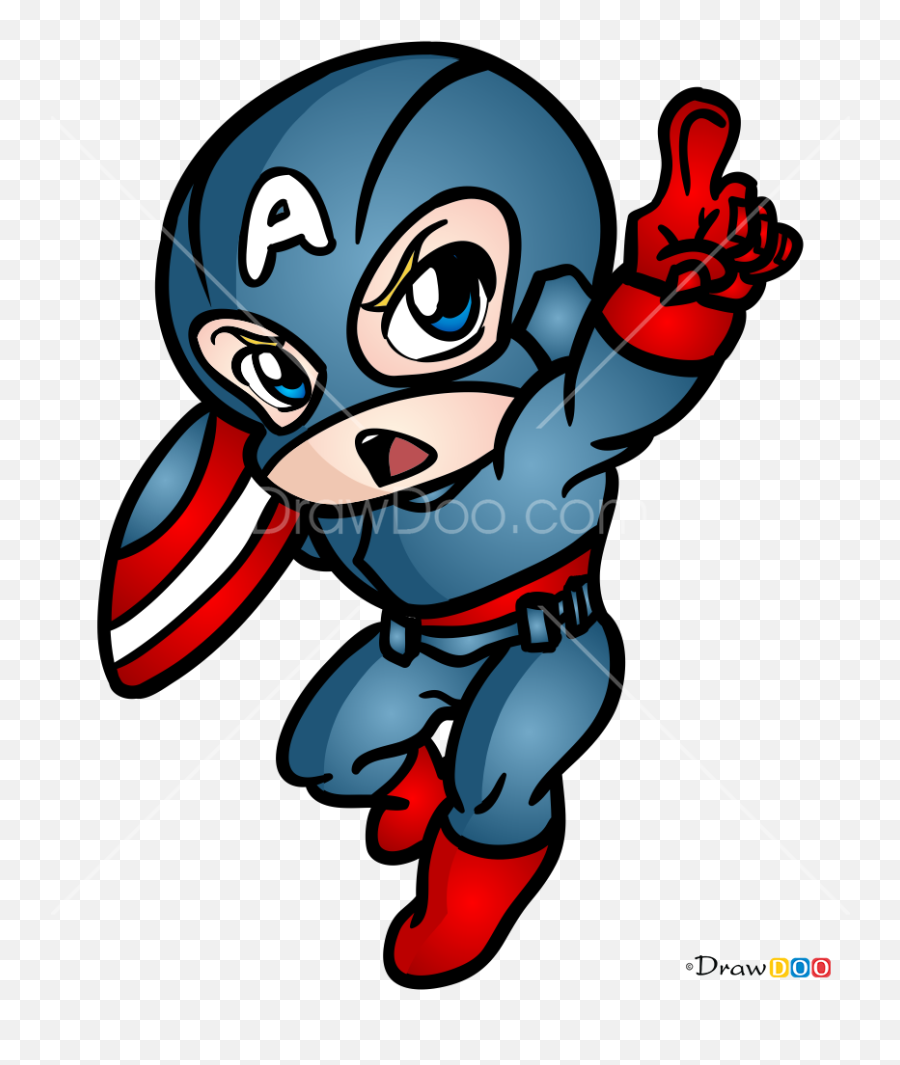 How To Draw Captain America Chibi Superheroes - Chibi Captain America Drawing Emoji,Captain America Emoji