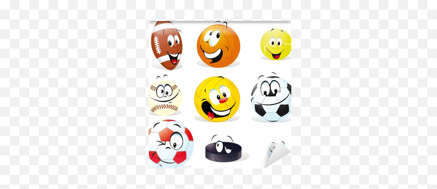 Sport Balls Cartoon Wall Mural U2022 Pixers - We Live To Change Cartoon Balls Clipart Emoji,Emoticon Playing A Sport