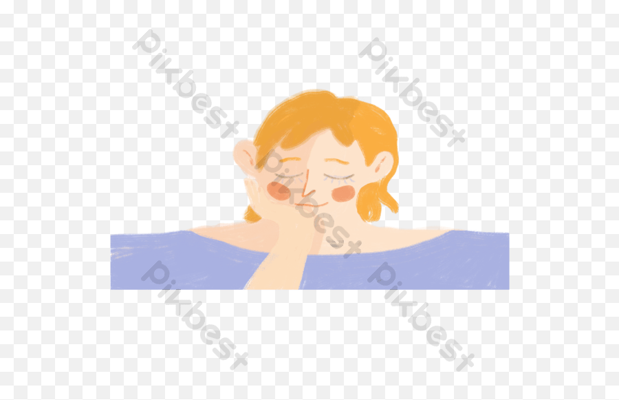 Yellow - Haired Cartoon Woman In Purple Blouse Resting Her Fatigue Emoji,Red Head Woman Cartoon Emoji