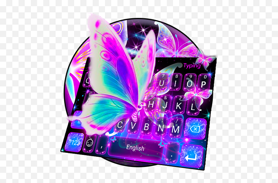 Colorful Neon Butterfly Keyboard Theme Apk 45 - Download Girly Emoji,Purplebutterfly Emojis