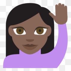 Person Raising Hand Emoji Clipart Free Download Transparent,Emojis Dark Hair Girls