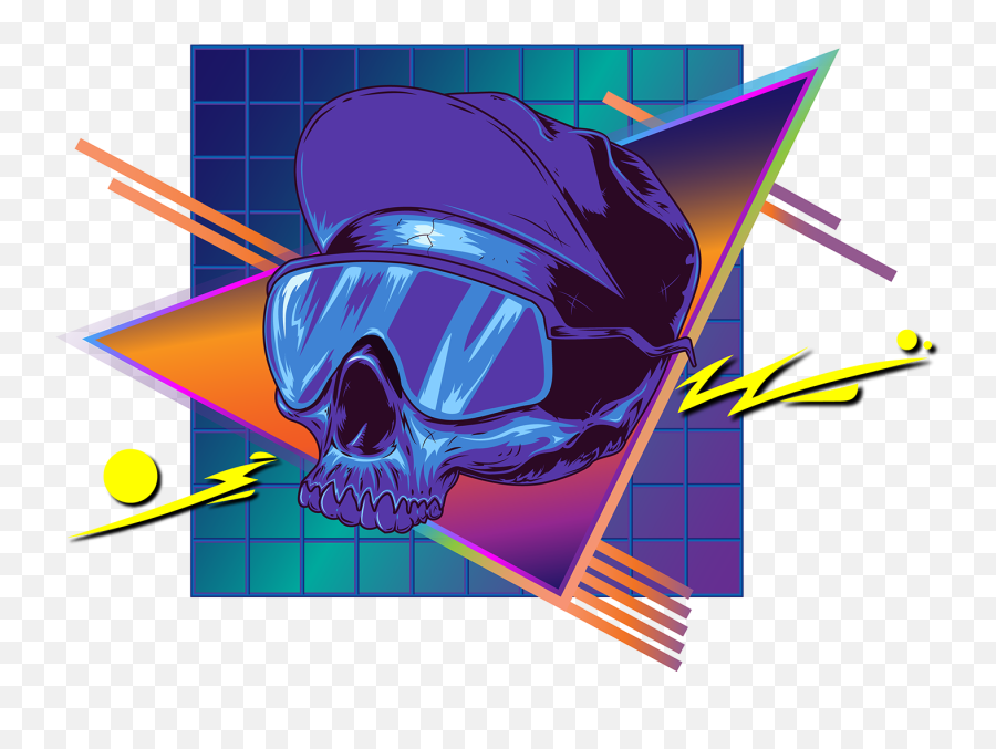 Synth Wave 80u0027s Clipart - Full Size Clipart 2850137 80s Skull Png Transparent Emoji,80s Emojis