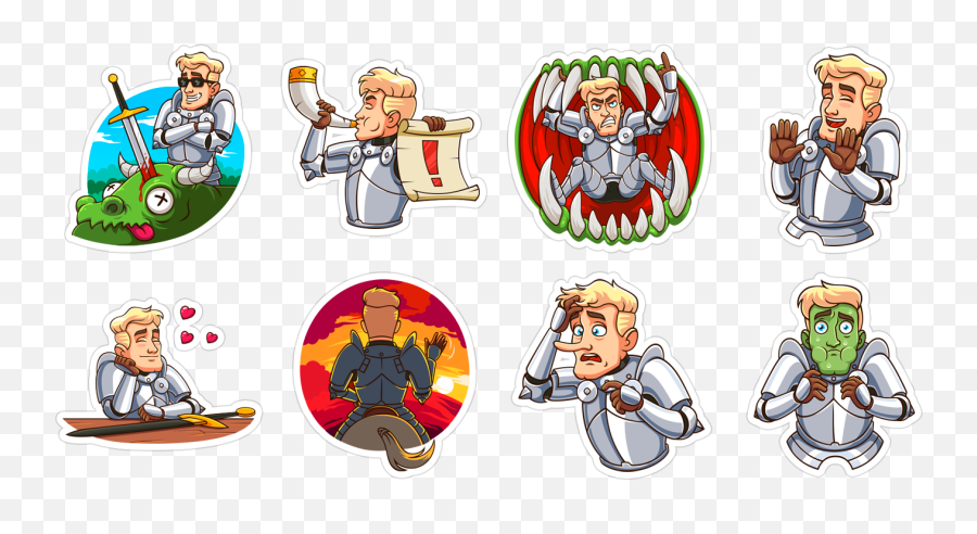 Romantic Knight Telegram Stickers U2014 2017 On Behance - Fictional Character Emoji,Romantic Emoji Art