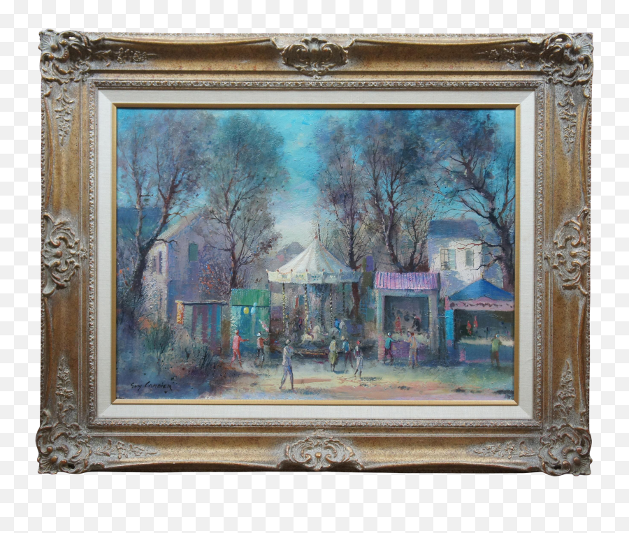 Guy Cambier Impressionist Oil On Canvas Carnival Painting - Poster Frame Emoji,Paint Ferris Wheel Emoji