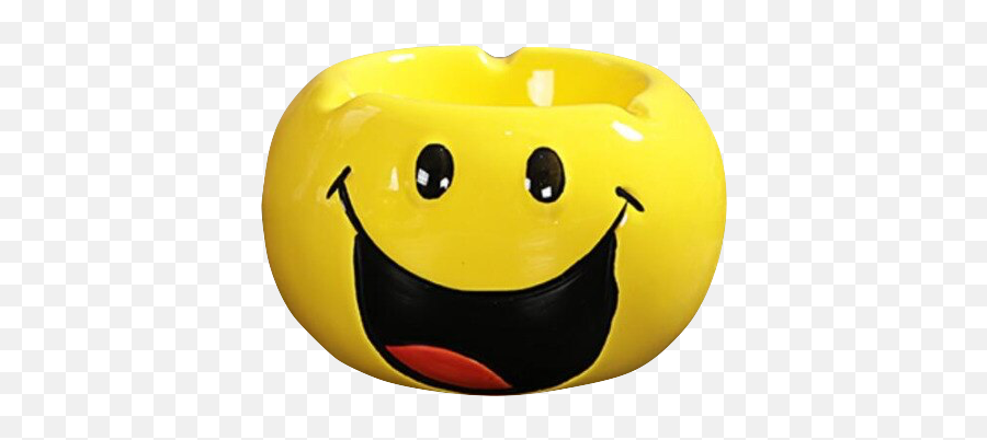 Yellow Ceramic Emoji Ashtray - Happy,Cigarette Emoji