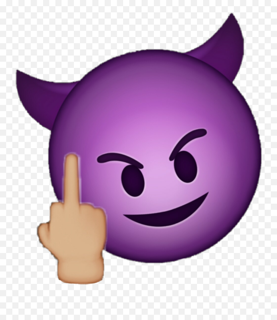 Emoji Middlefinger Devil Sticker - Happy,Emoticon Giving The Finger