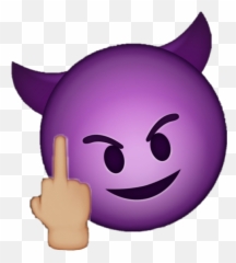 Emoji Middlefinger Devil Sticker - Happy,Emoticon Giving The Finger