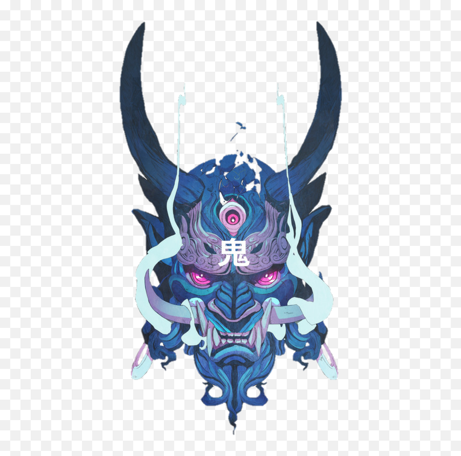 Ozrox Aesthetic Onimask Oni Mask Sticker By Z - Samurai Graffiti Mask Emoji,Japanese Mask Emoji