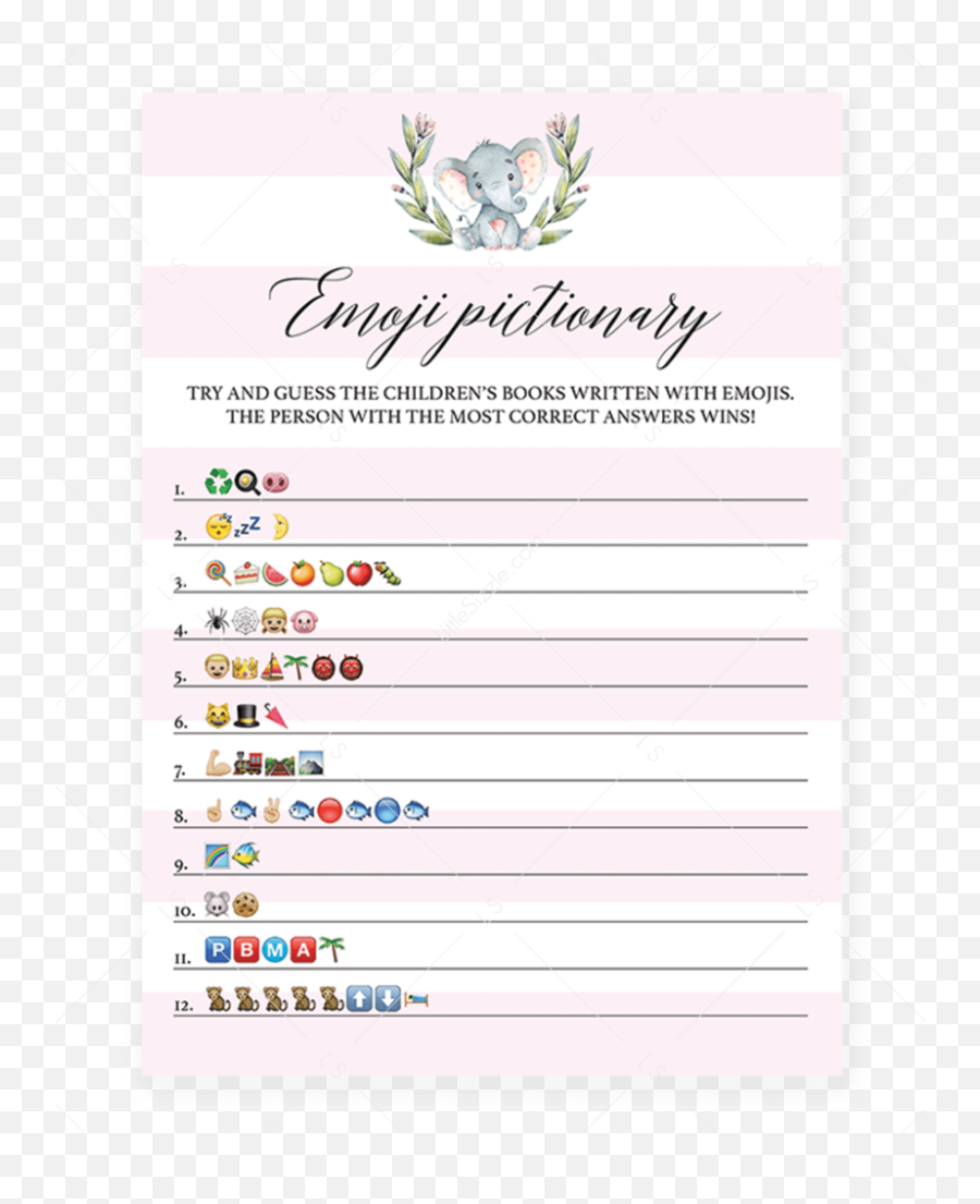 Emoji Baby Shower Game Printable Png - Pink Free Printable Baby Shower Games,Emoji Game
