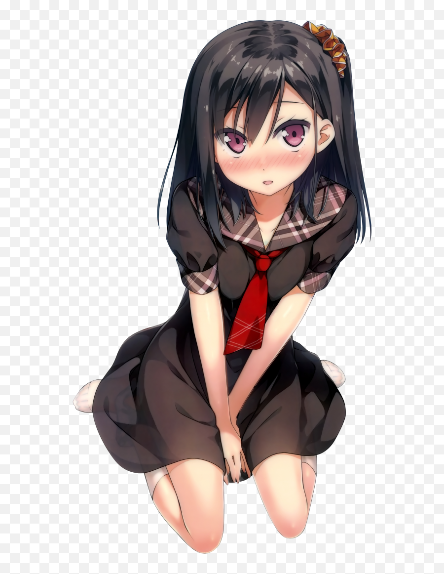 Anime Anime Girls Blushing Dark Hair Render Kantoku - Anime Black Hair Girl Blushing Emoji,Anime Girl Can See Emotions As Colors Action