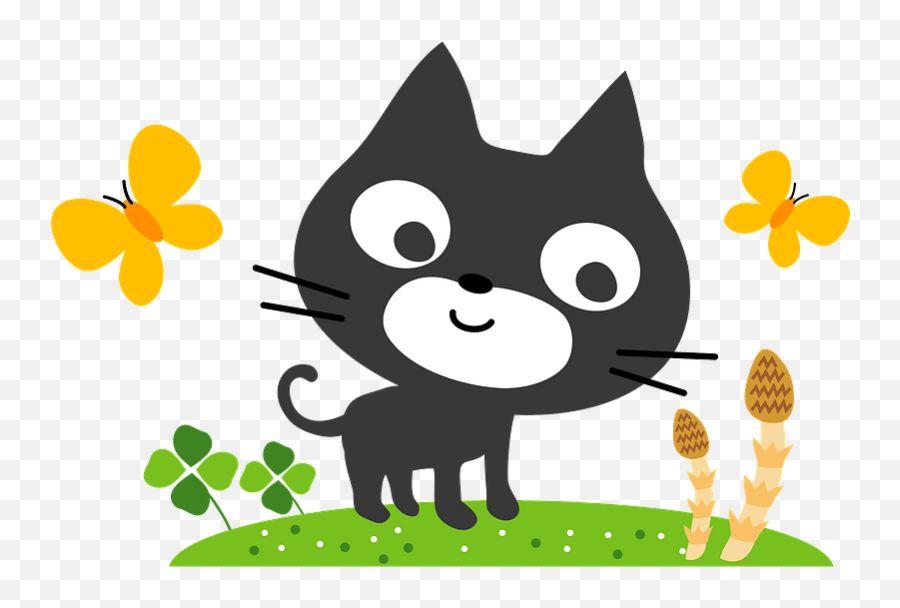 Black Cat In Spring Clipart Free Download Transparent Png - Cute Cat Spring Clipart Emoji,Spring Animated Emojis