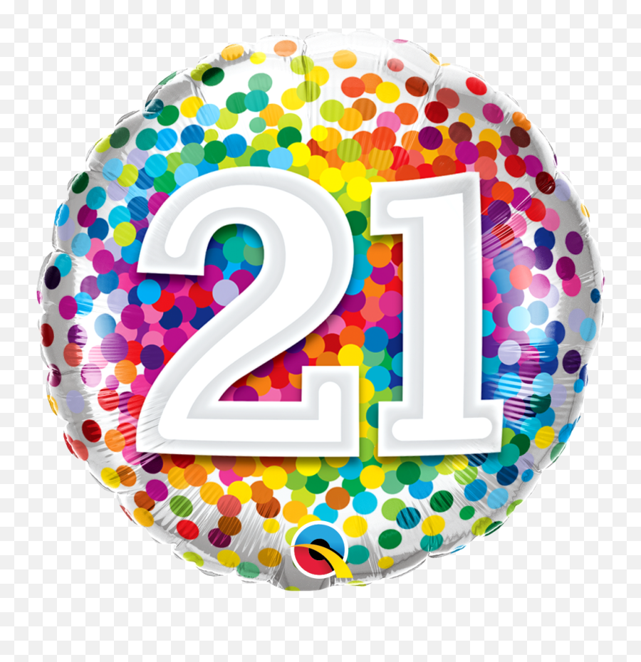 1846cm - Rainbow Confetti 21st Birthday Foil Balloon Tillykke 30 Års Fødselsdag Emoji,Confetti Emoji Transparent