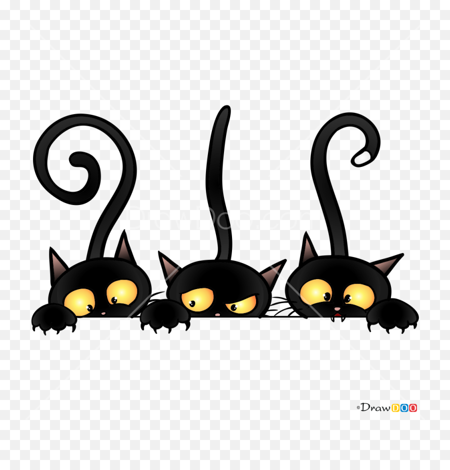 How To Draw Black Cats Halloween - Halloween Black Cat Drawing Emoji,Black Cat Emoji