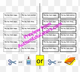 Feeling Words File Folder Matching Task - Vertical Emoji,Autism Emotion Matching Activity Cartoon Black Boy