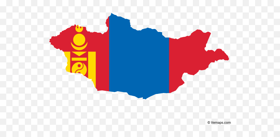 Flag Map Of Mongolia Free Vector Maps Map Vector - Mongolia Vector Emoji,Russian Flag Emoji
