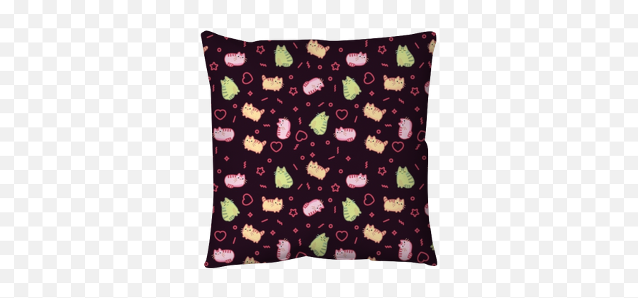 Animal Print Pattern Cute Kawaii Style Cat Kitten Kitty On Dark Background Pillow Cover U2022 Pixers U2022 We Live To Change - Kawaii Dark Background Emoji,Emotion Icon Pillow