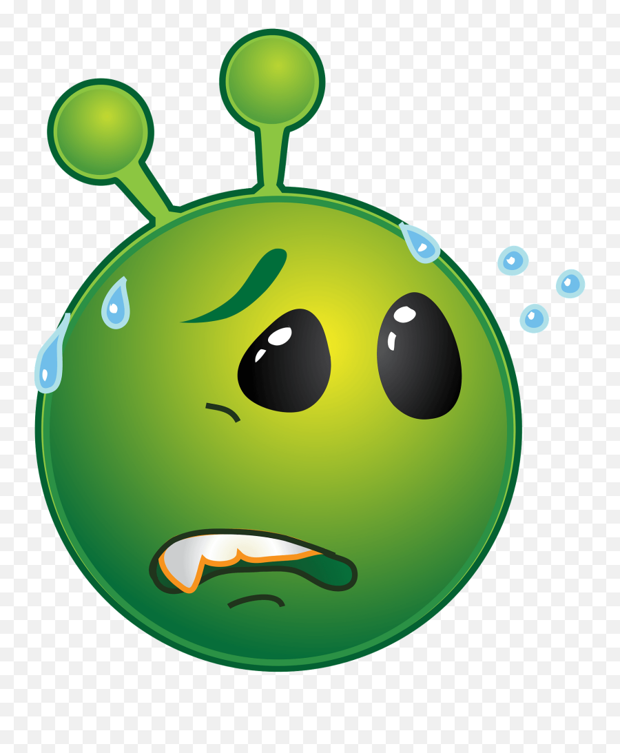Smiley Green Alien Worried Clipart Emoji,Clipart Emoticons Huh