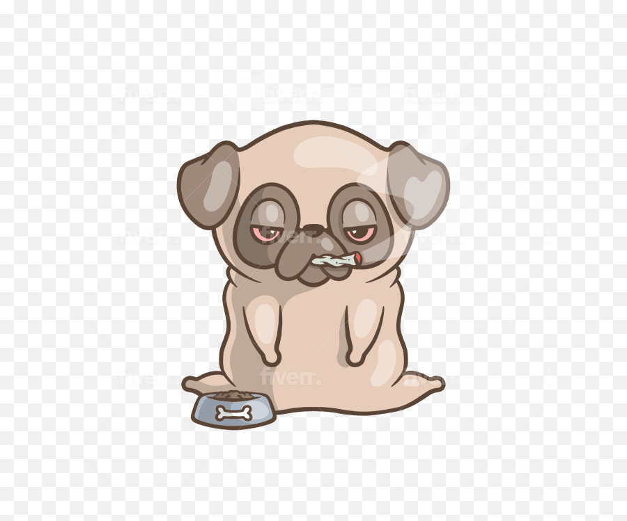 Draw Cute Animals Cartoon By Yerazel Fiverr - Ugly Emoji,Pug Emoticons For Facebook