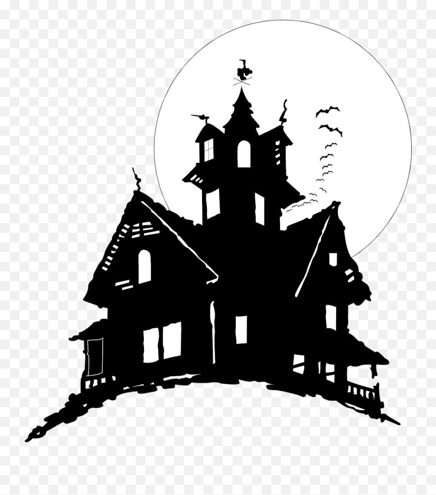 Clipart Houses Halloween Clipart Houses Halloween - Halloween Haunted House Silhouette Emoji,Ghost Emoji Pumpkin Stencil