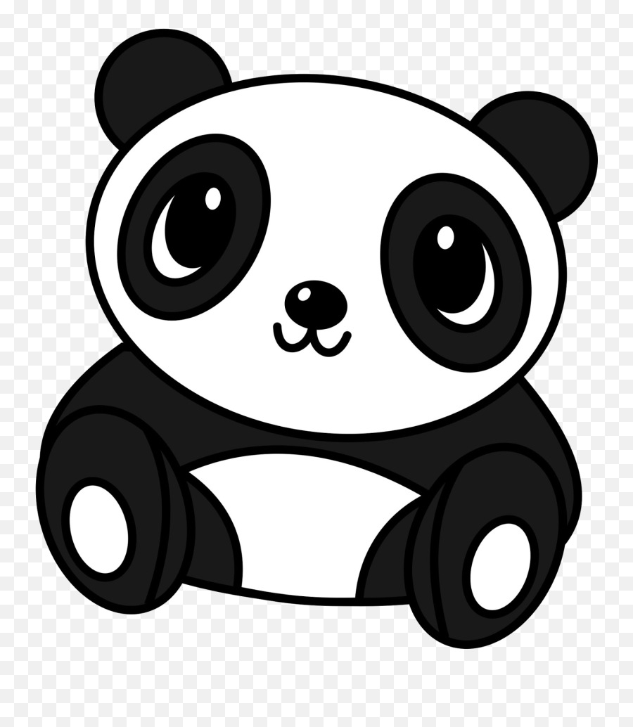 Free Panda Cartoon Black And White - Anime Panda Emoji,How To Draw A Panda Emoji