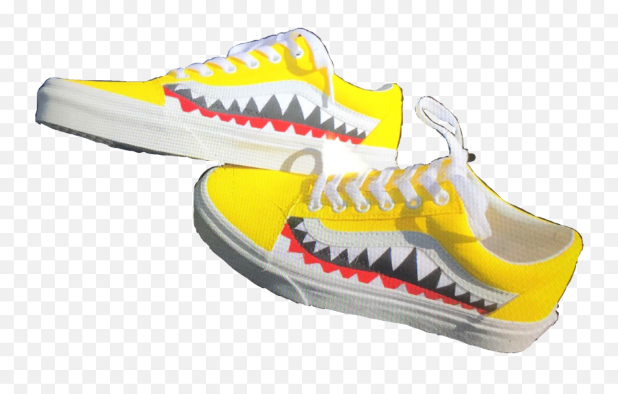 Bape Vans Yellow - Yellow Bape Shark Teeth Vans Emoji,Emoji Women's Canvas Shoes