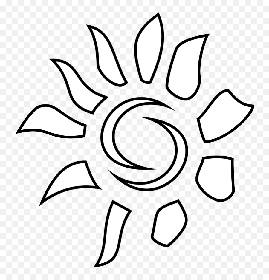 Sun Line Drawing - Clipart Best Drawing Sun Line Art Emoji,Sun With Lines Emoticon