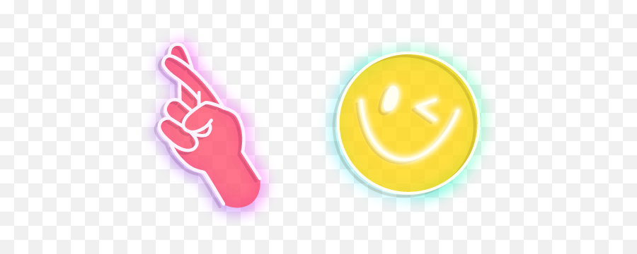 Neon Good Luck Hand Sign And Smile - Happy Emoji,Good Luck Emoticon