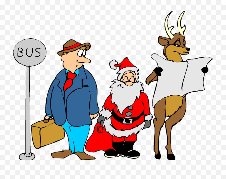 Free Photo Bus Stop Holiday Reindeer Funny Clip Art - Santa Bus Stop Emoji,Clip Arts That Provoke Emotions