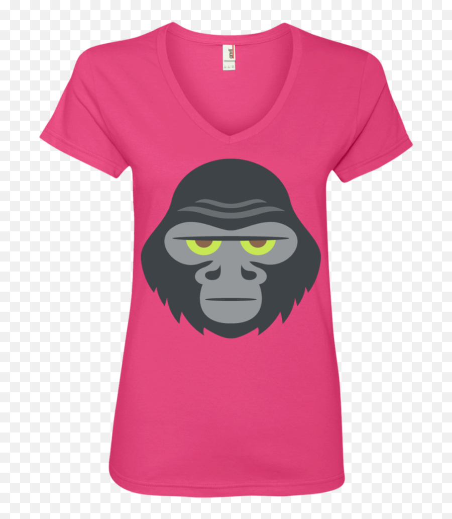 Gorilla Emoji Ladies V - Short Sleeve,Monkey Emoji Shirt