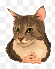 Cat With Hands Meme Sticker - Sticker Mania Meme Cat Sticker Emoji,Cat Emoticons Free Download Pack
