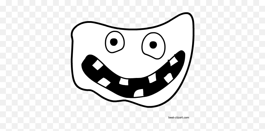 Free Halloween Clip Art - Cartoon Monster Faces Black And White Emoji,Halloween Animated Emoticons