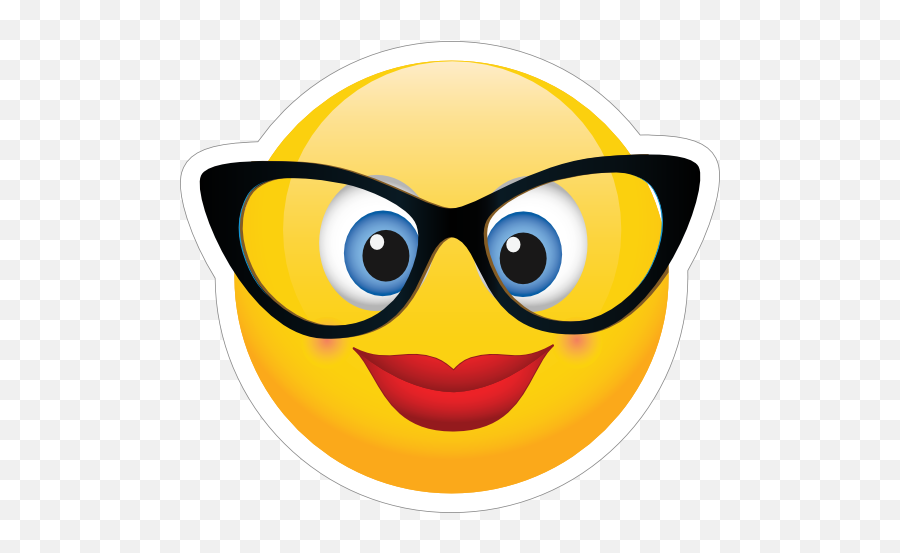 Cute Classy Glasses Female Emoji Sticker - Female Emoji Faces With Glasses,Glasses Emoji