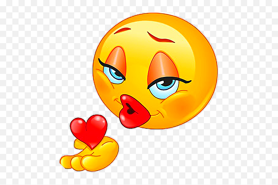 Emoji Kiss Smiley Emoticon Yellow For Valentines Day - 518x520 Happy,Orange Emoji