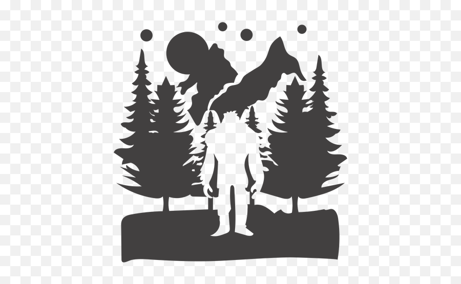 Bigfoot In Forest Mountain Cut Out - Bigfoot Forest Png Emoji,Sasquatch Emoji