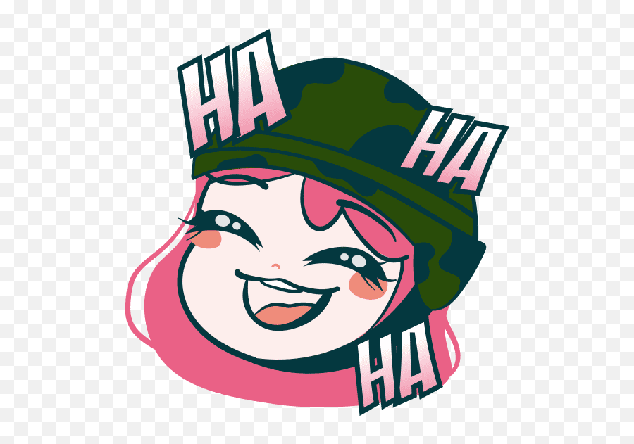 Cute Female Soldier Emote Laughing - Canva Happy Emoji,Twitch Rekt Emoticon