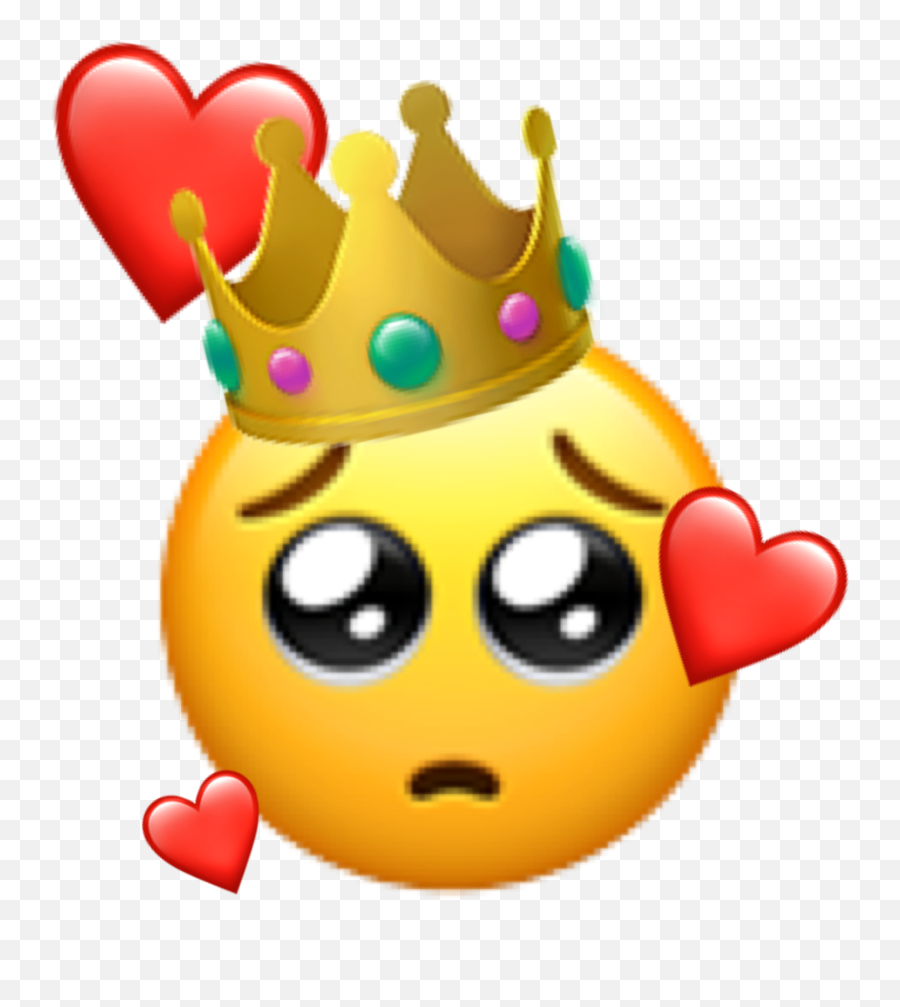 Crown Hearts Heart Emoji Aww Sticker - 2021,Puppy Eyes Emoji