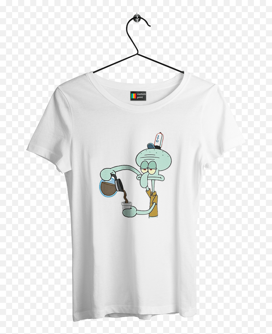 Womenu0027s T - Shirt With Print Coffeeman Squidward Customprint Emoji,Squidward Emotions