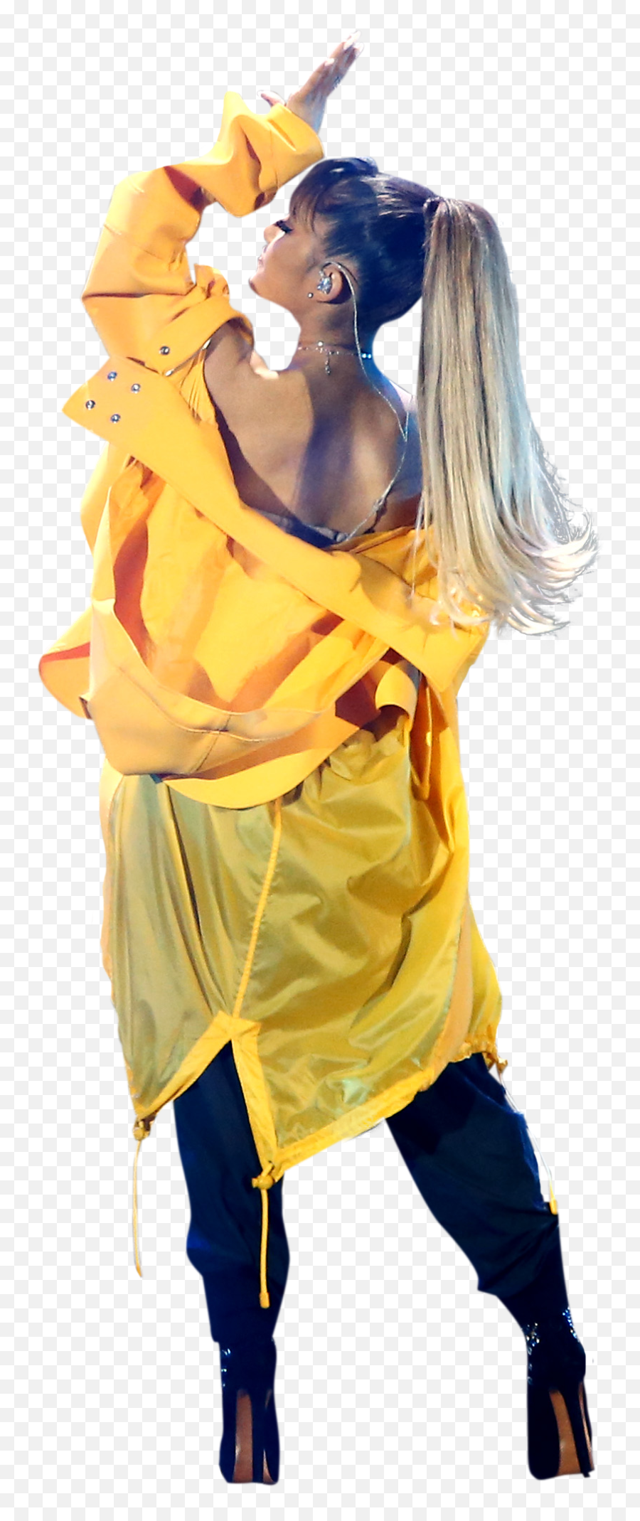 Ariana Grande In Yellow Dress On Stage - Cosplay Silk Emoji,Ariana Grande Emoji