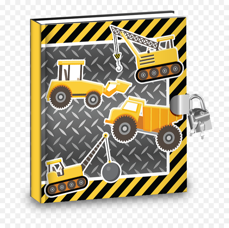 Gift Idea Construction Trucks Kids Diary With Lock - Bulldozer Emoji,Construction Equipment Emoji